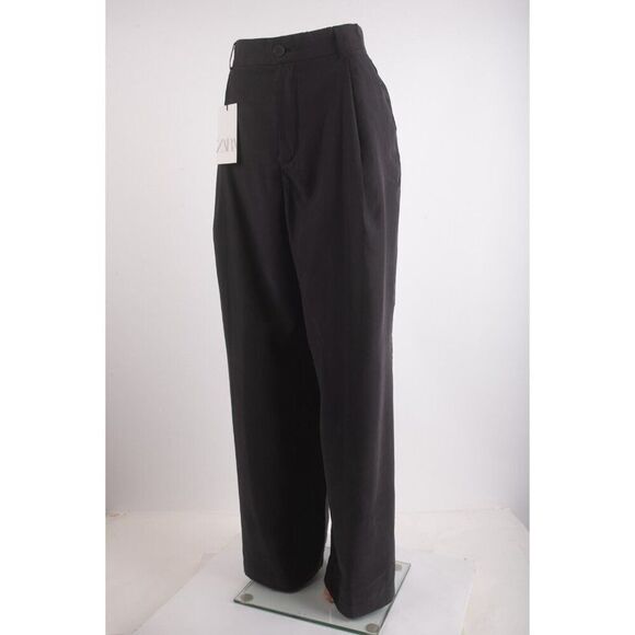 Zara Womans Pants trouser Size L Black Wide Leg High Waist 5427/420 NWT - Picture 3 of 7